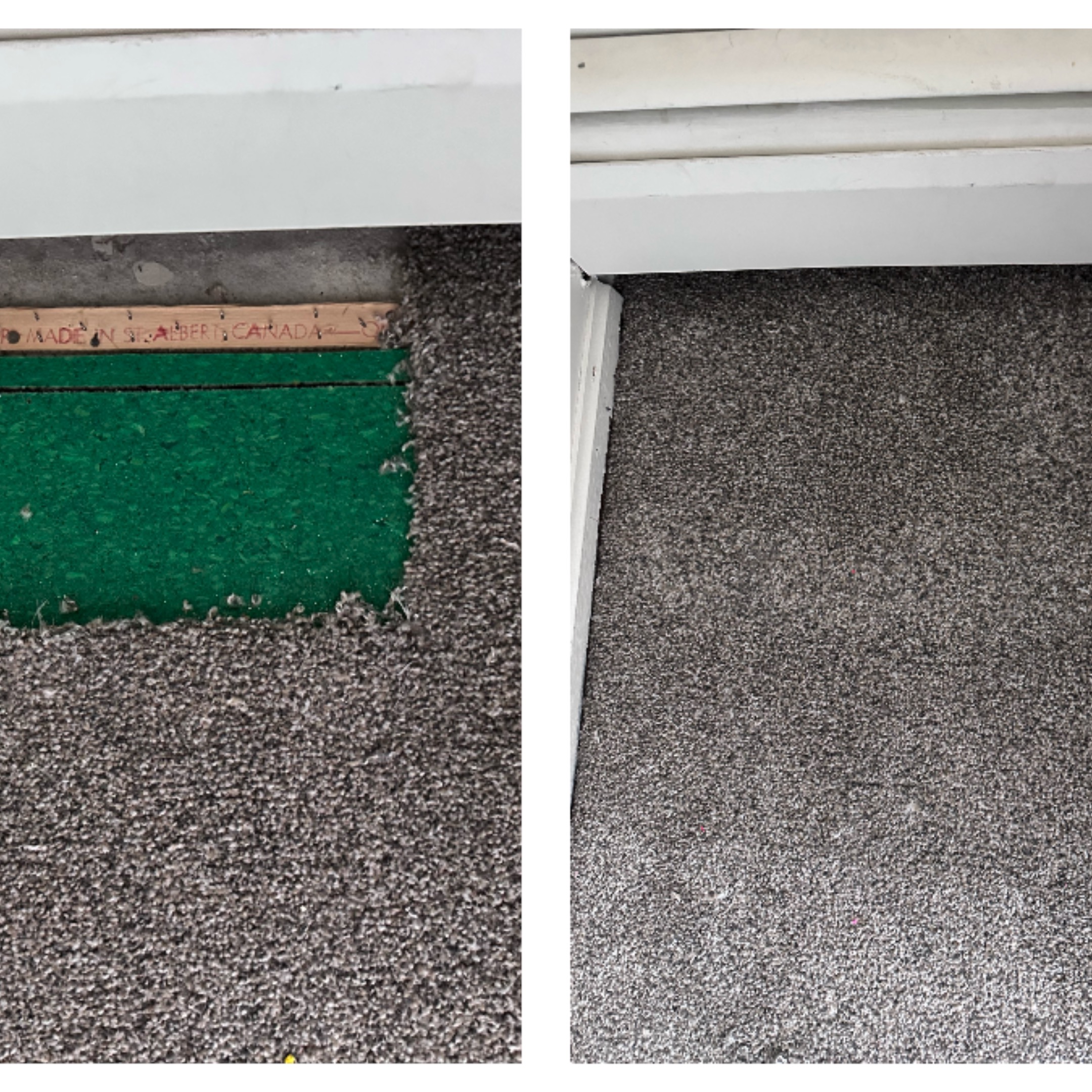 Red Deer Carpet Patch Repair Services showing Before and After repair